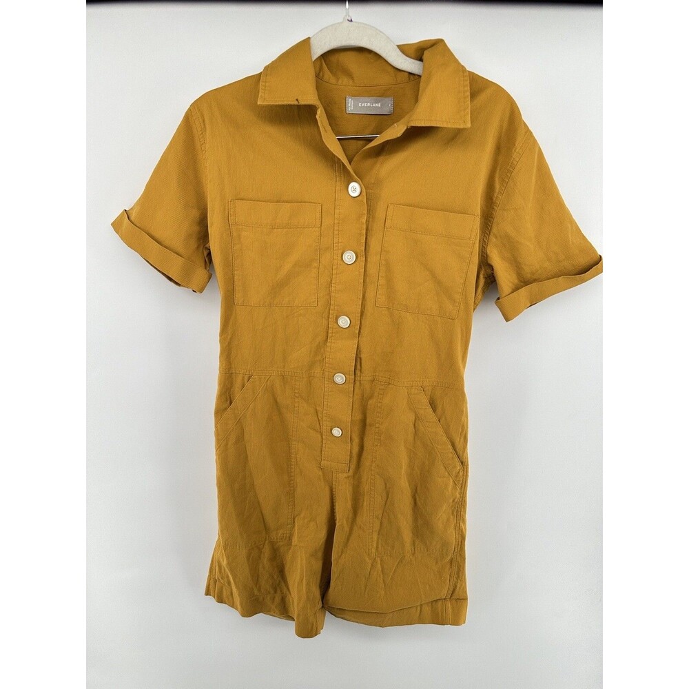 Everlane Corduroy Short Button Front Romper